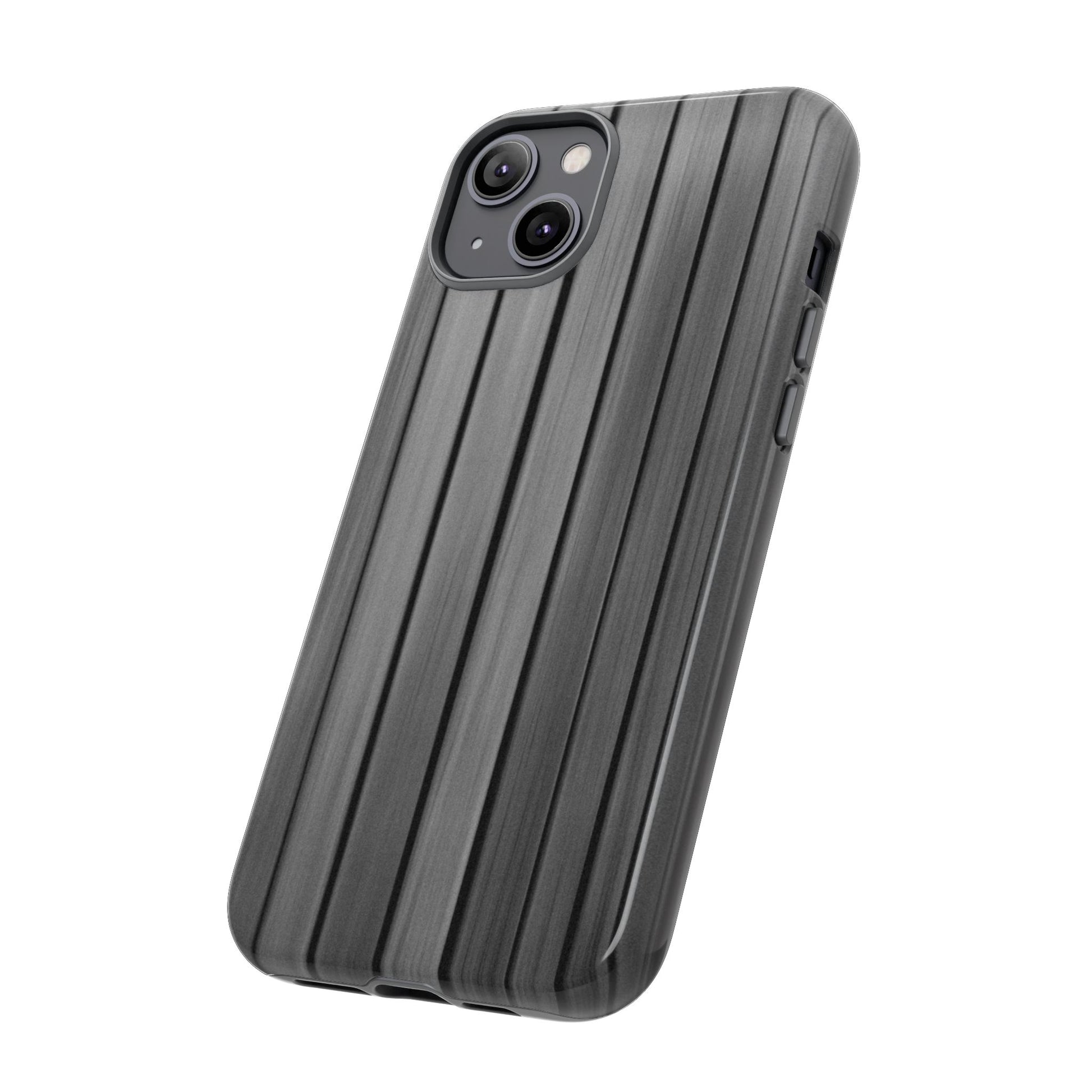 Ribbed metal texture phone case for iPhone by Printify, featuring a tough protective design and sleek metallic finish.