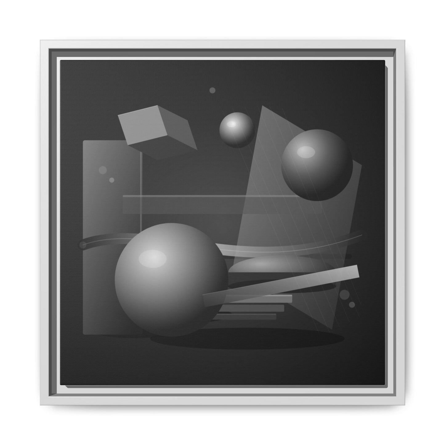 Monochrome Geometric Spheres Canvas Framed Wall Art | Matte Print
