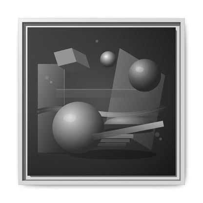 Monochrome Geometric Spheres Canvas Framed Wall Art | Matte Print