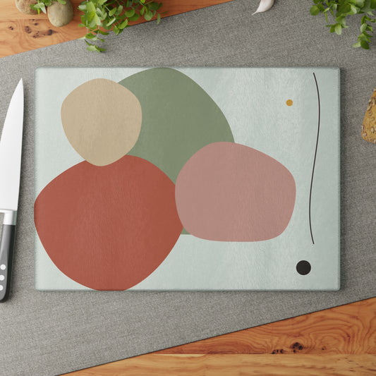 Abstract Organic Shapes Glass Cutting Board | Modern Minimal Kitchen Décor