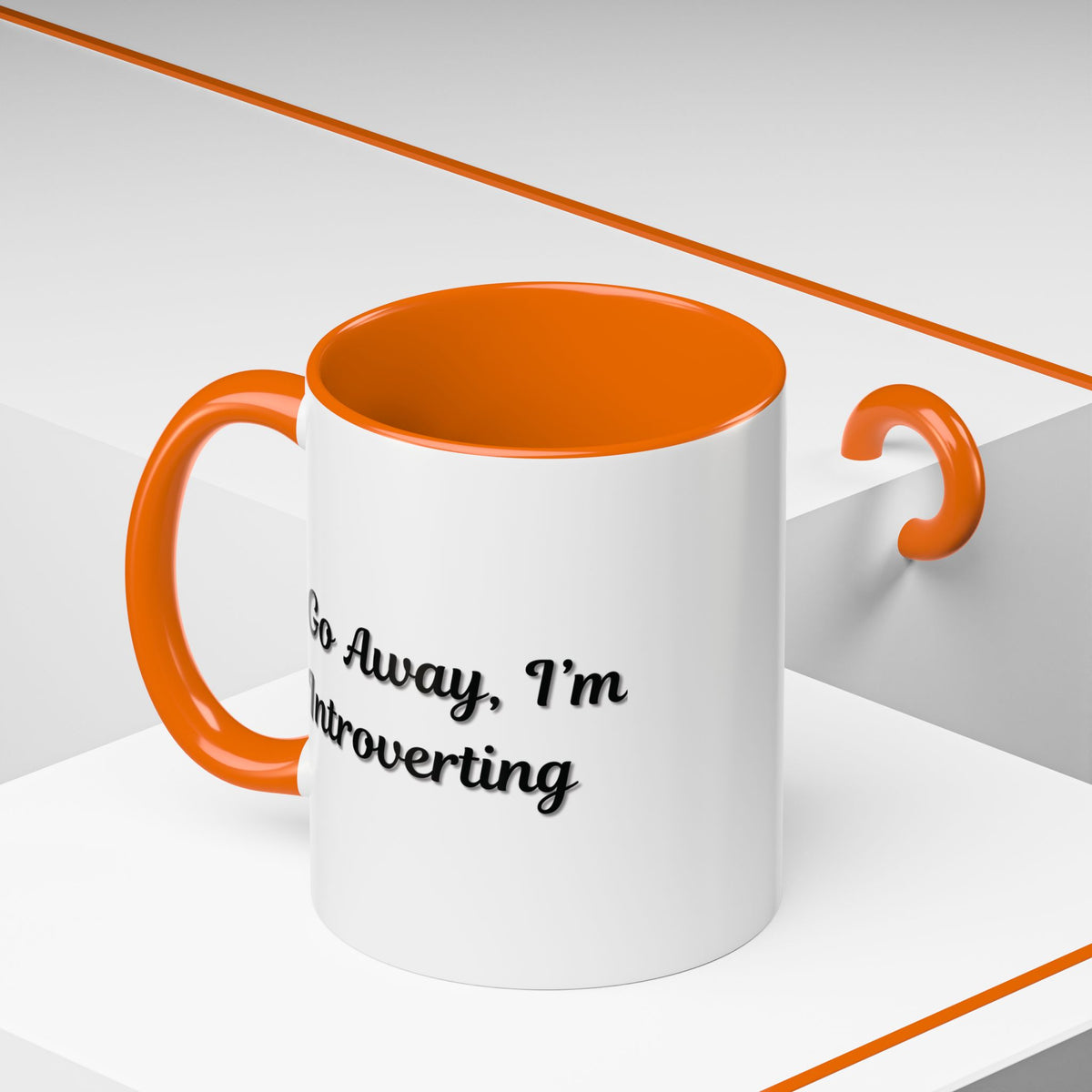 Ceramic introvert coffee mug with "Go Away, I'm Introverting" text in black, 11 oz size, ideal for personal use or gifts.