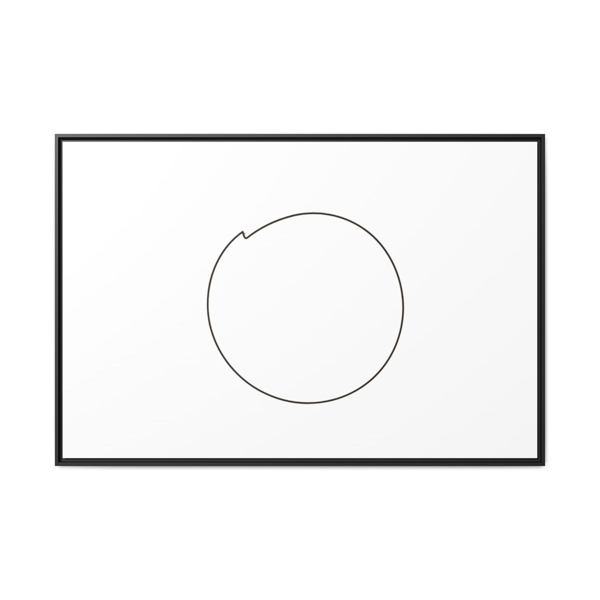 Framed matte canvas wall art featuring a minimal circular line design, perfect for modern home decor.