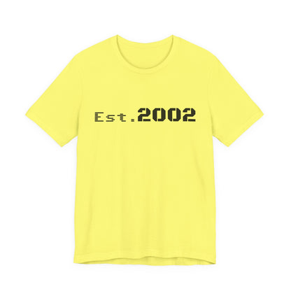 Vintage Est. 2002 T-shirt by Printify showing a classic anniversary design on a comfortable cotton tee.