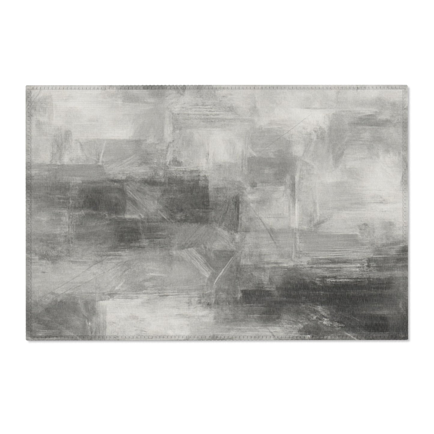 Abstract gray watercolor area rug by Printify, modern neutral rug ideal for living room decor and accent.
