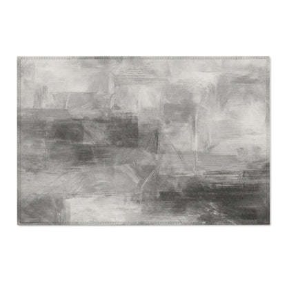 Abstract gray watercolor area rug by Printify, modern neutral rug ideal for living room decor and accent.