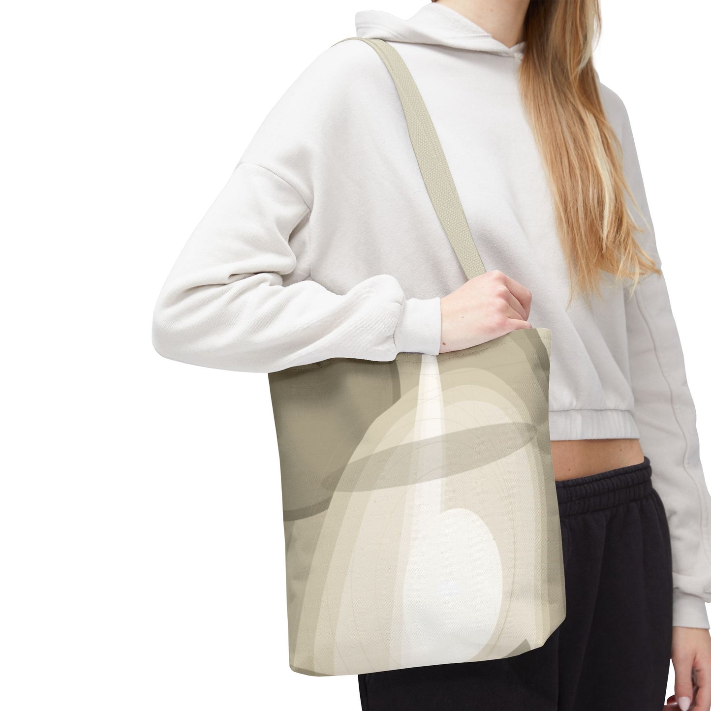 Neutral Abstract Light Beam Tote Bag | Minimalist Geometric Pattern