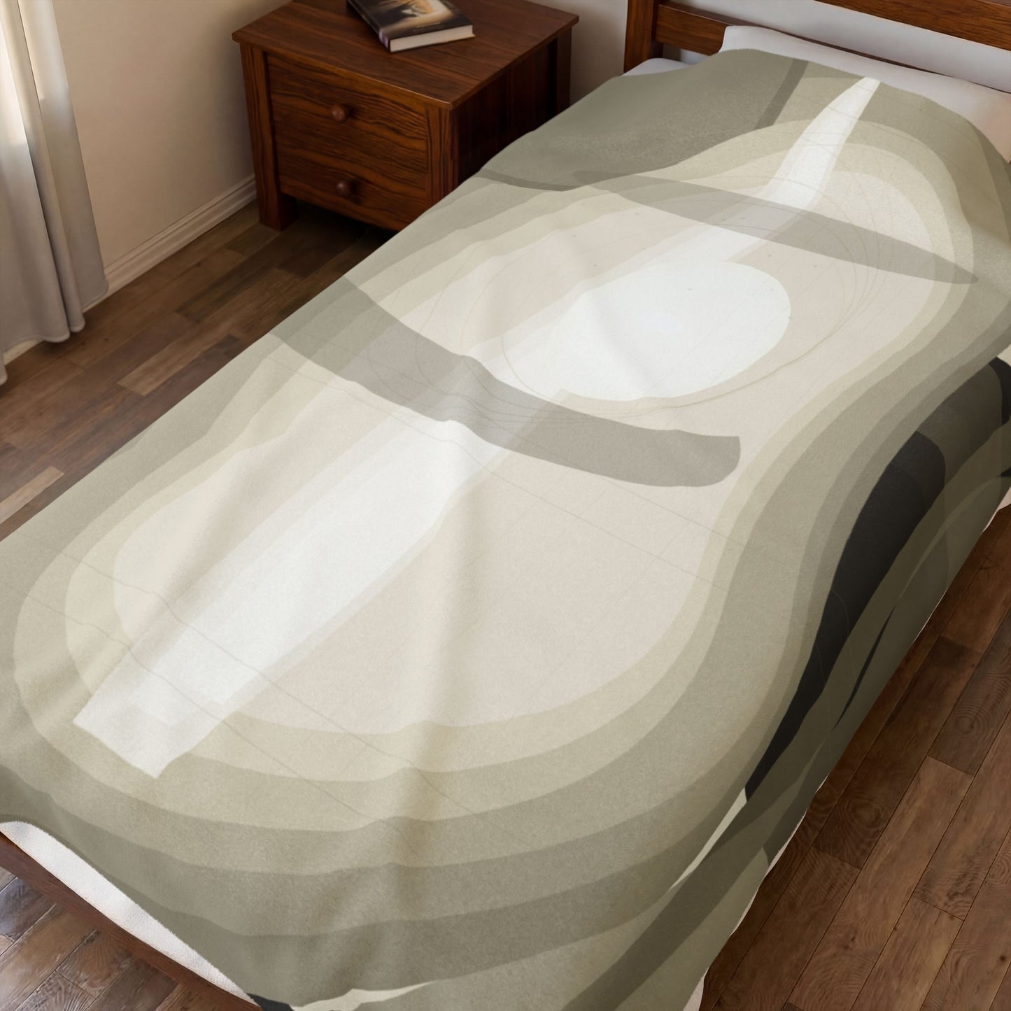 Abstract Neutral Shapes Velveteen Plush Blanket | Modern Minimalist Art