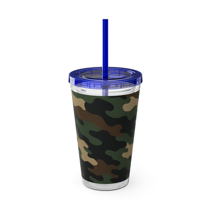 Stylish Camo Tumbler, 16oz Cup with Straw, Perfect for Outdoor Adventures, Gifts for Him, Travel Mug, Eco-friendly Drinkware, Camping - TRV