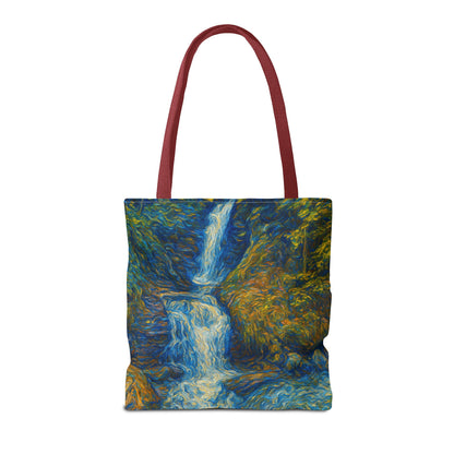 Nature-Inspired Tote Bag, Artistic Eco-Friendly Shopper, Waterfall Design, Reusable Market Bag, Gift for Nature Lovers - TRV