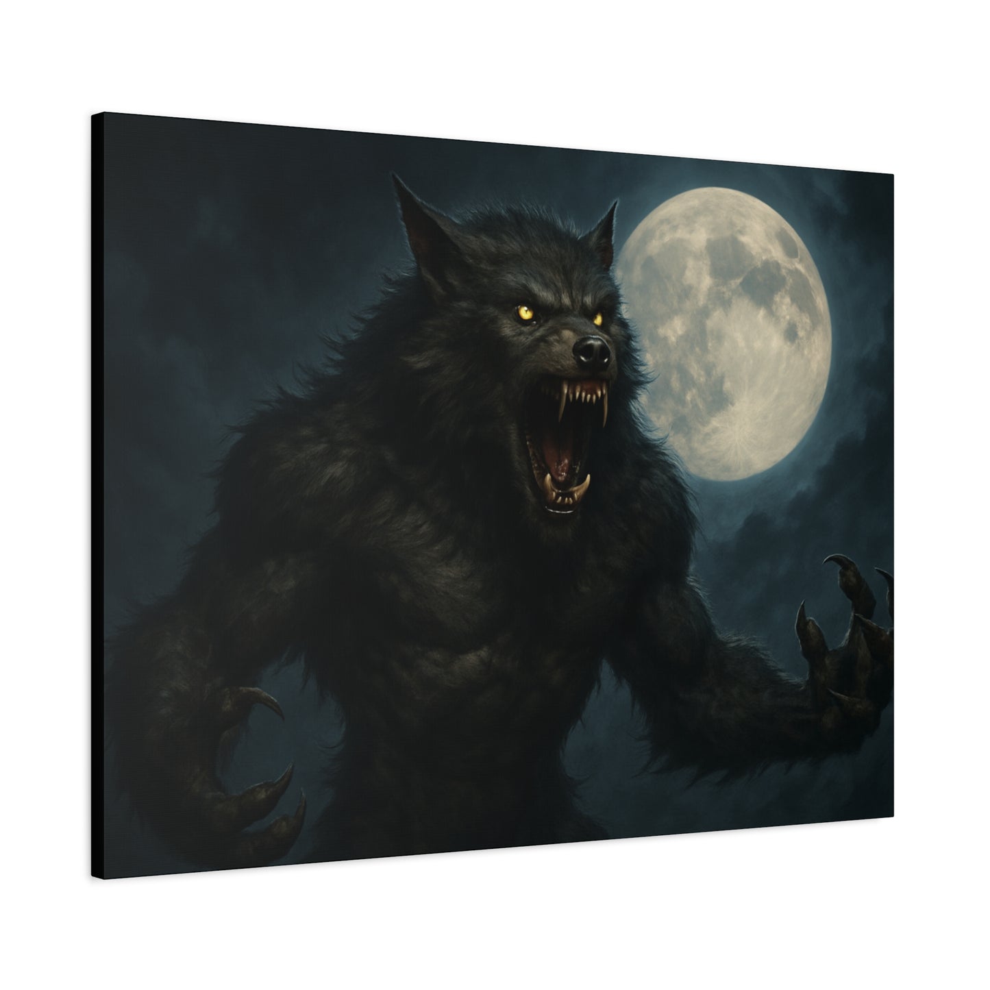 Werewolf Moon Canvas Art | Dark Fantasy Decor for Halloween, Gothic Home, Werewolf Lover Gift, Unique Wall Art, Spooky Decor - TRV