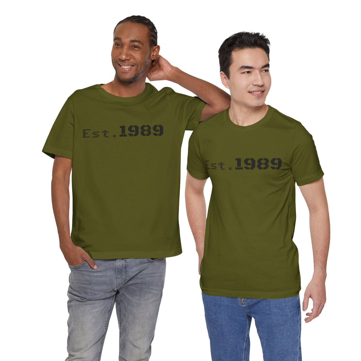 Vintage Est. 1989 Printify T-shirt featuring a graphic design celebrating the year of birth.