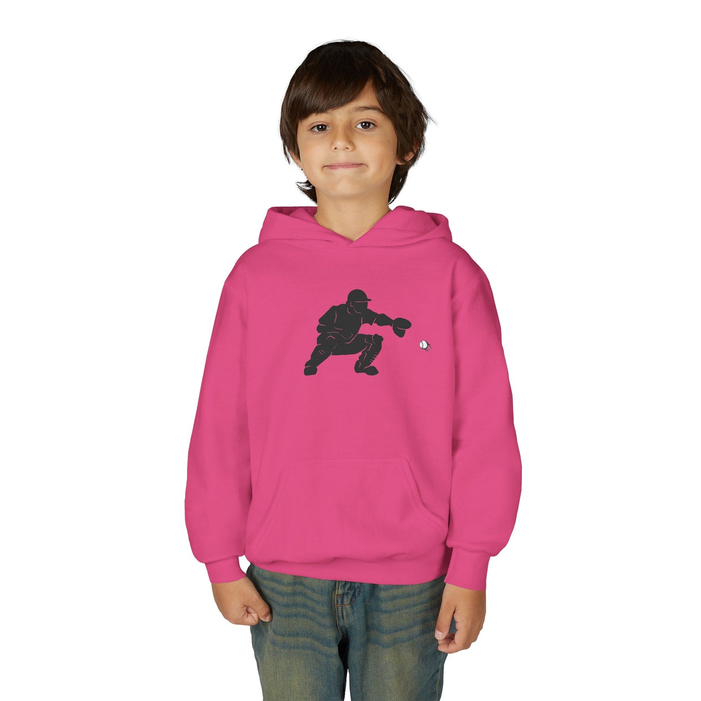 Youth Baseball Catcher Hoodie, Sporty Sweatshirt for Kids, Perfect Gift for Young Athletes, Team Spirit Gear, Sports Event Apparel