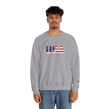 USA Flag Unisex Crewneck Sweatshirt, Cozy Apparel, Casual Wear, Independence Day Gift, Americana Style