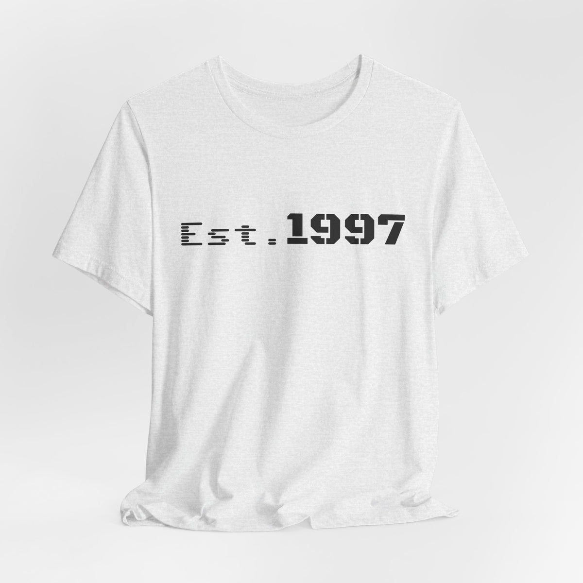 Vintage 1997 Established T-Shirt by Printify showing a classic design with "Est. 1997" text on a comfortable cotton tee.