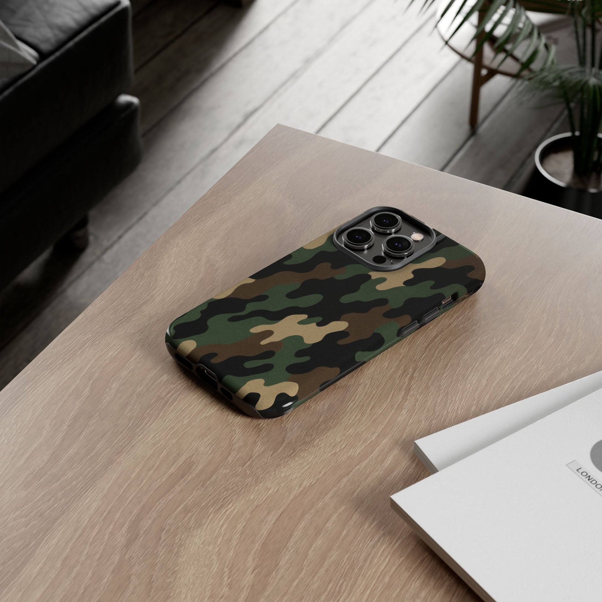 Rugged camouflage Printify tough phone case with protective design for durable iPhone or Android device protection.