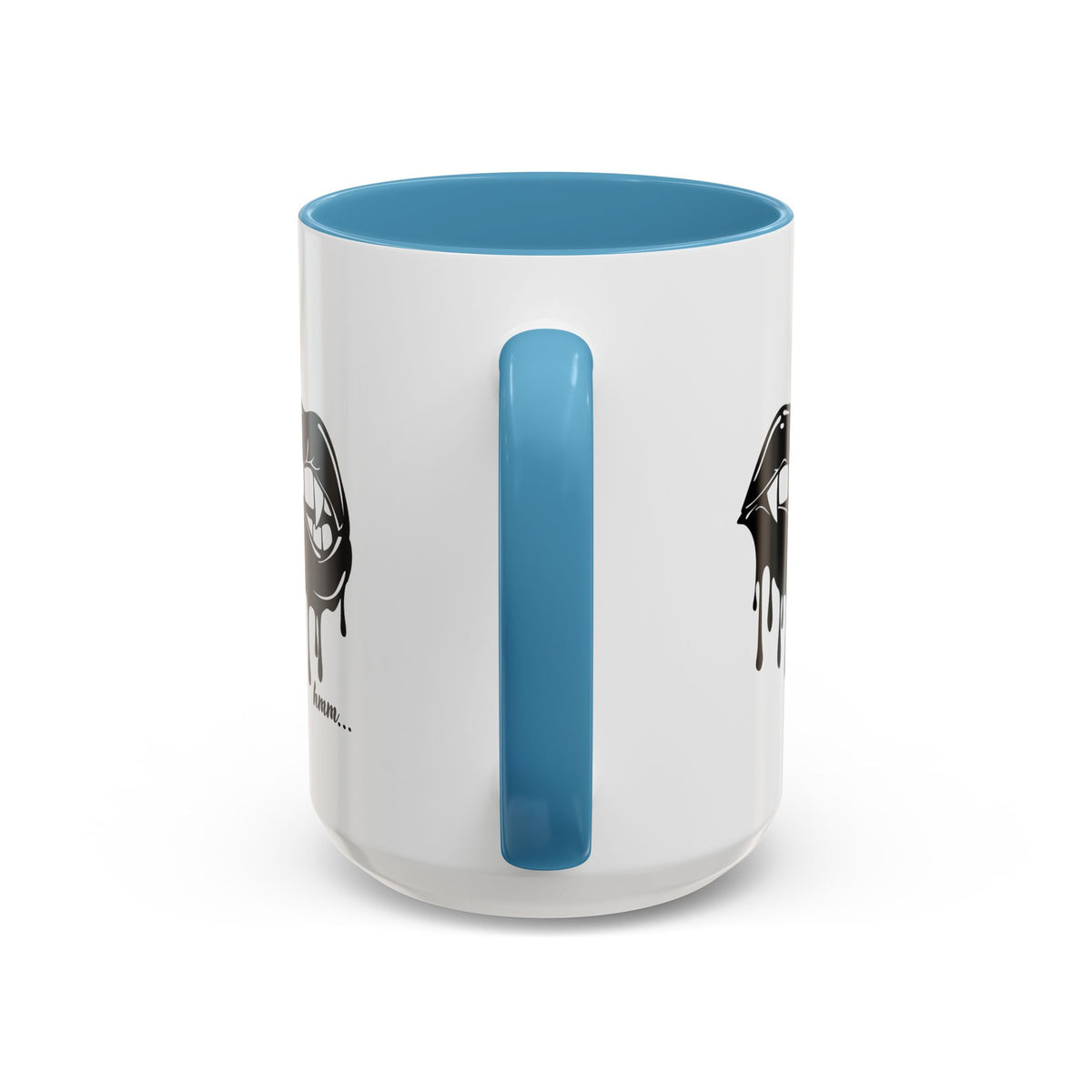 Black accent Dripping Bite Coffee Mug by Printify, 11oz or 15oz, featuring a unique dripping bite design on ceramic surface.