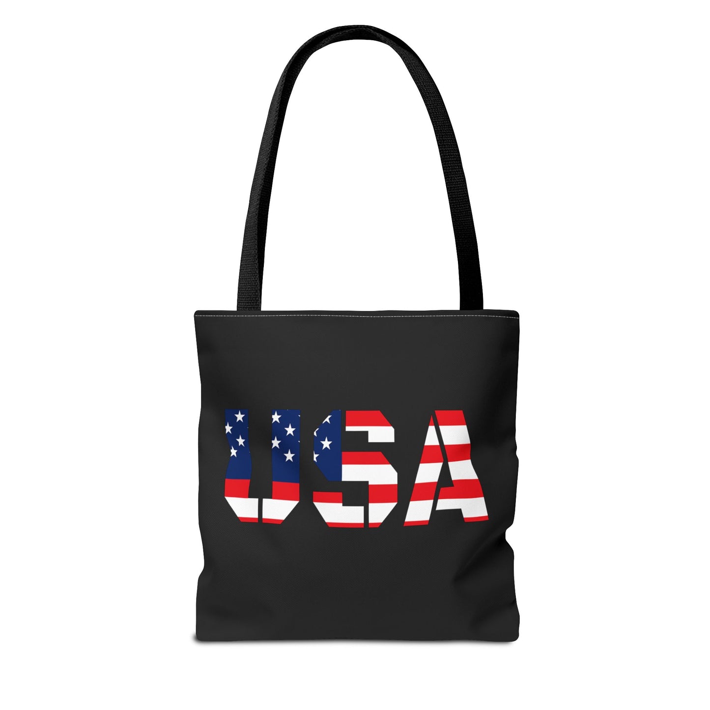 American flag tote bag by Printify, reusable summer carryall with patriotic USA flag design for 4th of July celebrations
