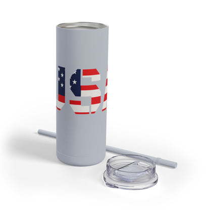 USA Flag Tumbler - 20oz Skinny Matte Drinkware, Travel Mug, Patriotic Gift, Fourth of July, Summer BBQ, Camping, Outdoor - TRV