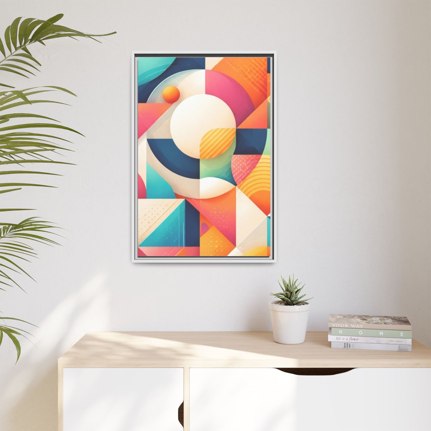 Colorful Geometric Abstract Art Matte Canvas Framed