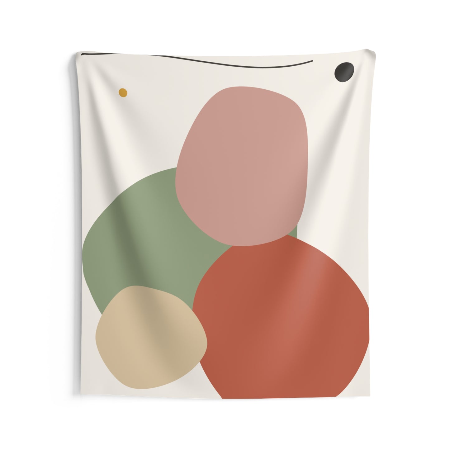 Abstract Organic Shapes Wall Tapestry — Minimal Earth Tone Boho Decor