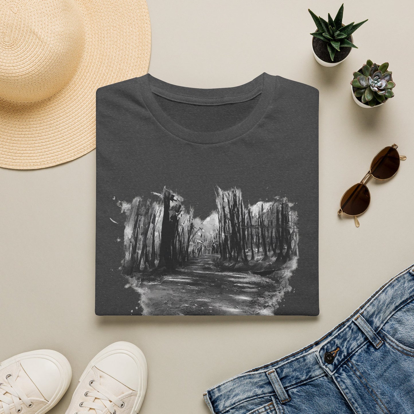 Minimalist Nature-Inspired Unisex Softstyle T-Shirt, Casual Wear, Everyday Style, Gift for Nature Lovers, Eco-Friendly Fashion