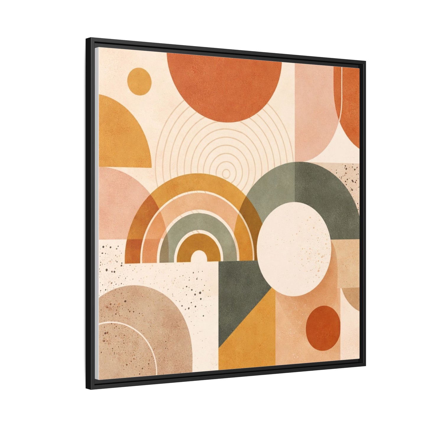 Abstract Terracotta Geometric Rainbow Matte Canvas Framed