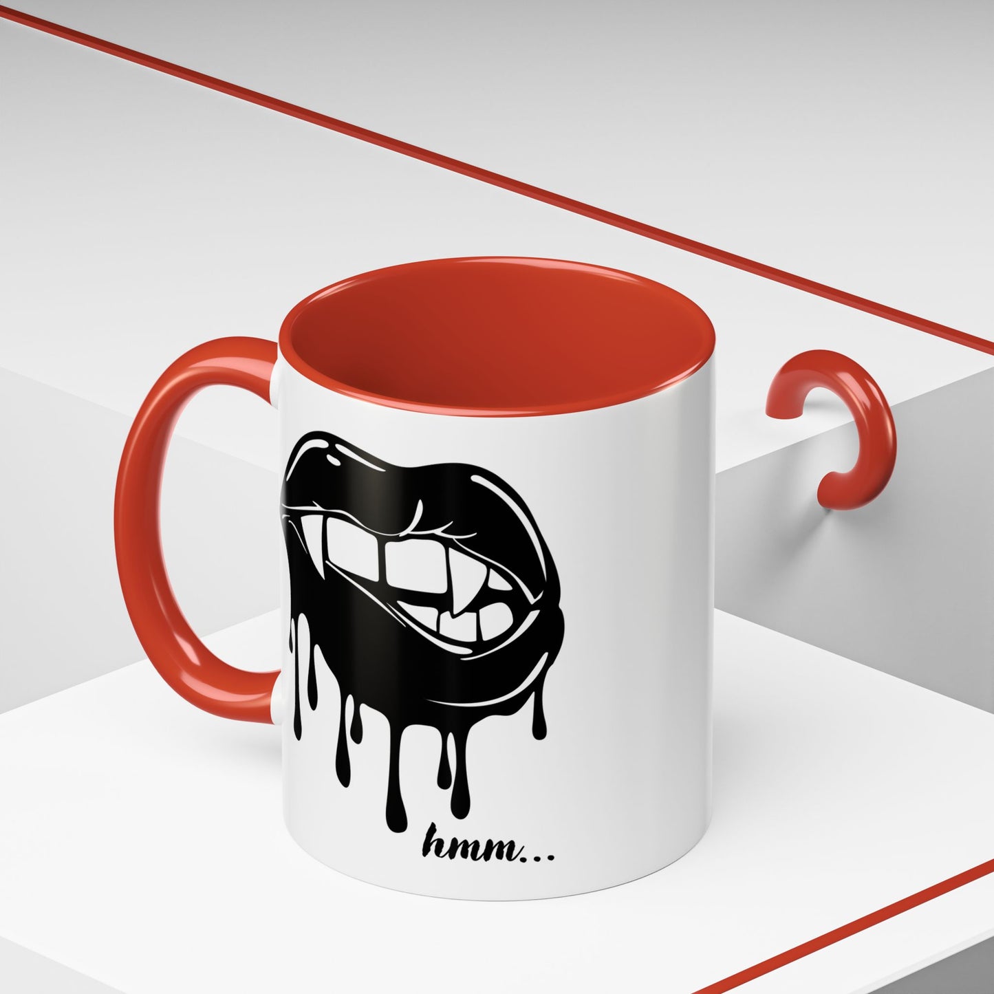 Dripping Lip Coffee Mug – "hmm..." Accent Ceramic Mug (11/15oz)