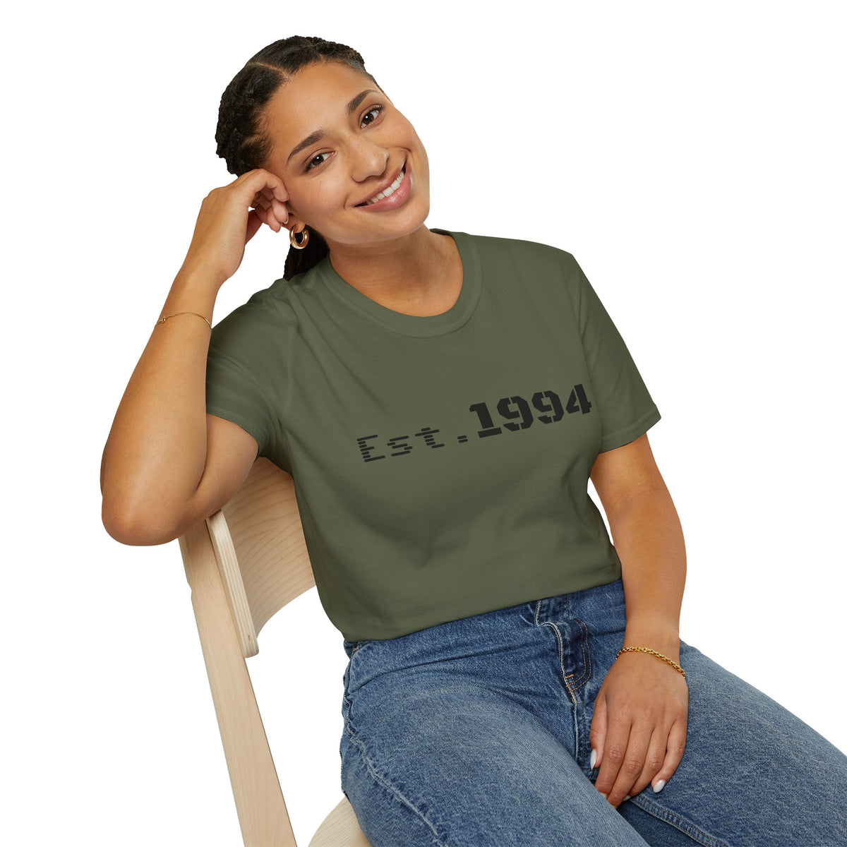 Vintage 1994 Est. Graphic T-Shirt by Printify featuring retro-inspired design on a classic cotton tee.