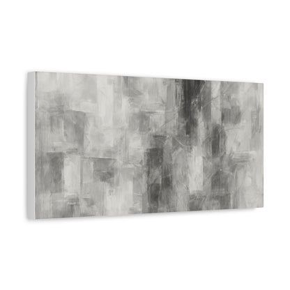 Abstract grey brushstroke canvas wall art on neutral matte stretched canvas by Printify, modern and stylish home decor.