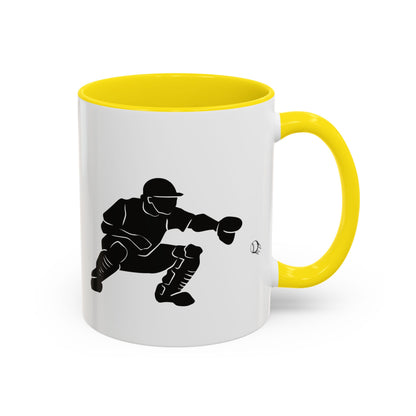 Baseball Catcher Coffee Mug, Sports Gift for Coaches, Black Accent Mug for Fans, Perfect for Birthdays & Celebrations, Unique Cup - TRV