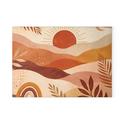 Boho Sunset Desert Waves Glass Cutting Board - view 2