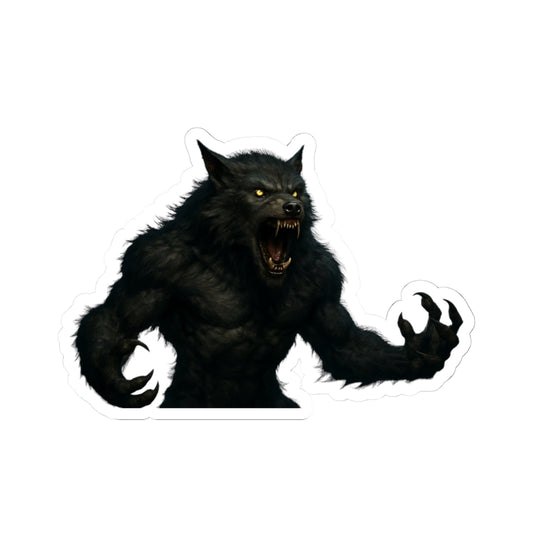 Fierce Werewolf Kiss-Cut Sticker from Printify featuring a spooky monster design on paper for Halloween gift-giving.