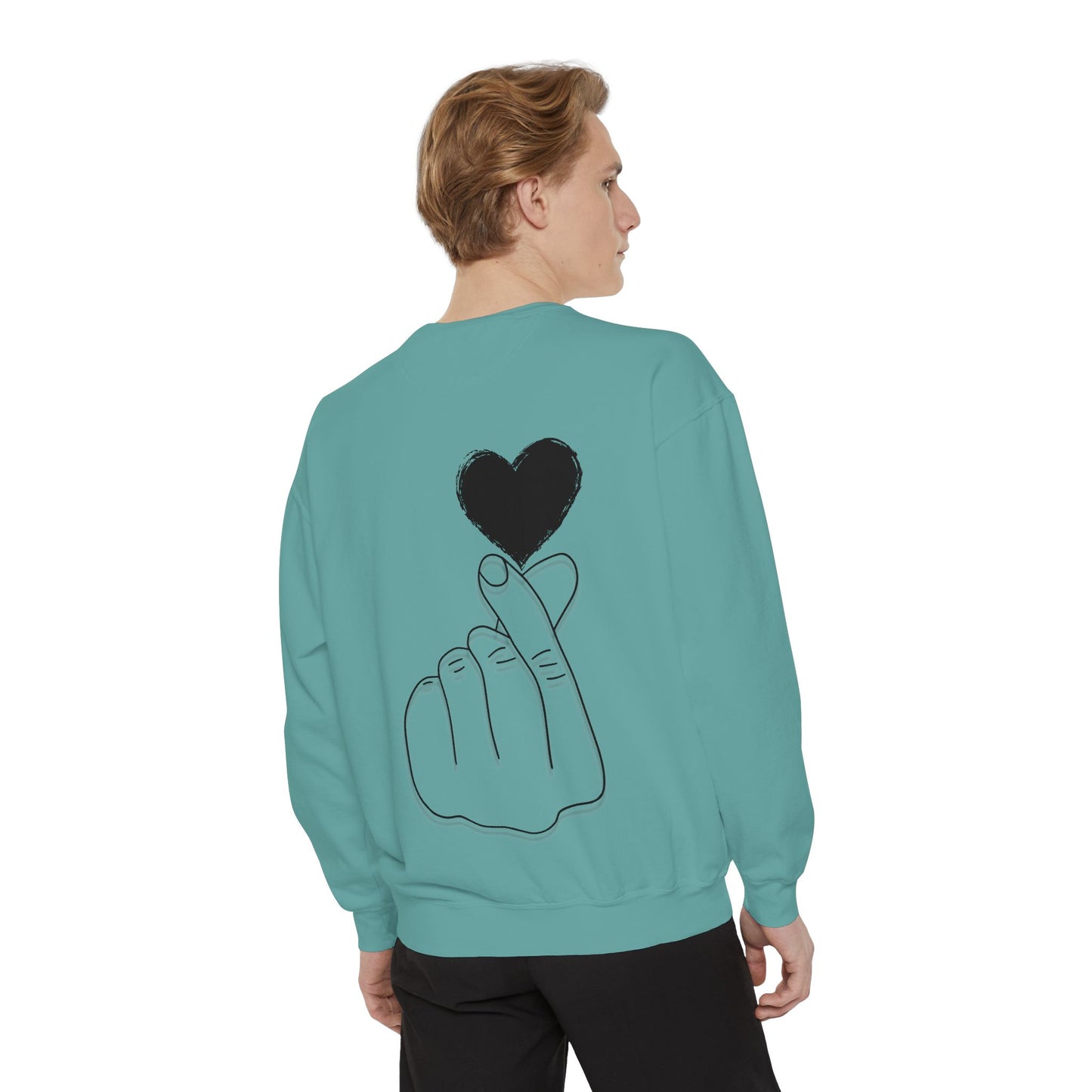 Unisex Garment-Dyed Sweatshirt with Heart Design - Cozy & Stylish