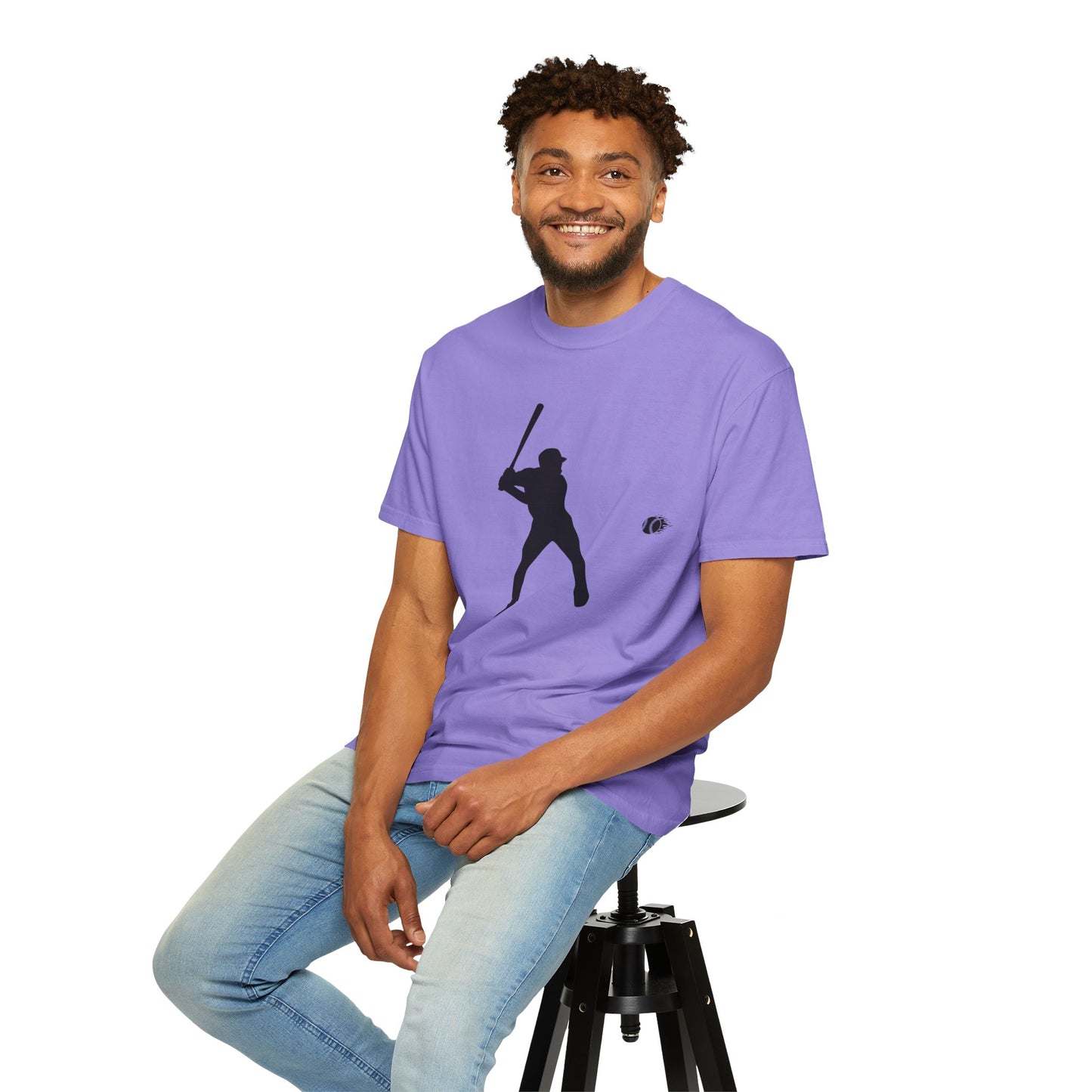 Unisex Baseball Silhouette Tee, Casual Wear, Sports Fan Apparel, Gift for Athletes, Summer Outing Outfit, Soft Cotton Shirt