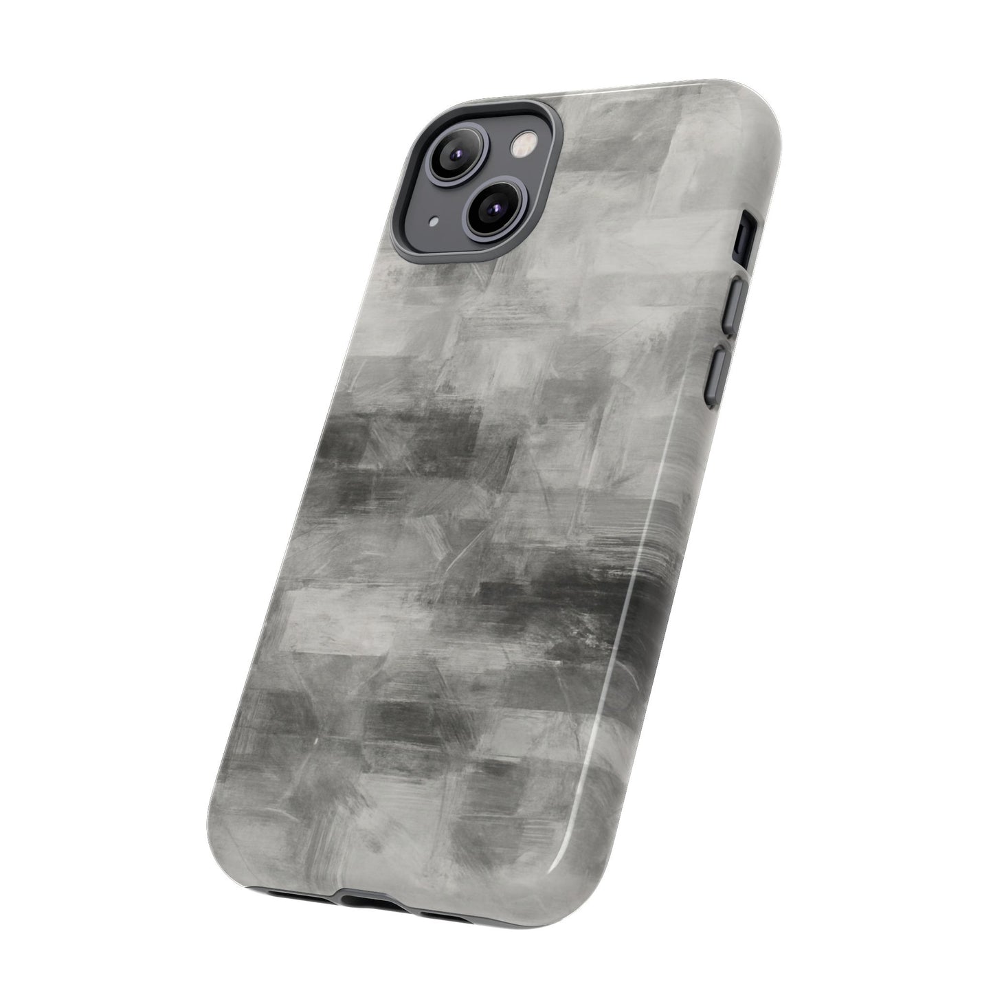 Abstract gray grid phone case by Printify, tough protective cover for iPhone, featuring a modern geometric design.