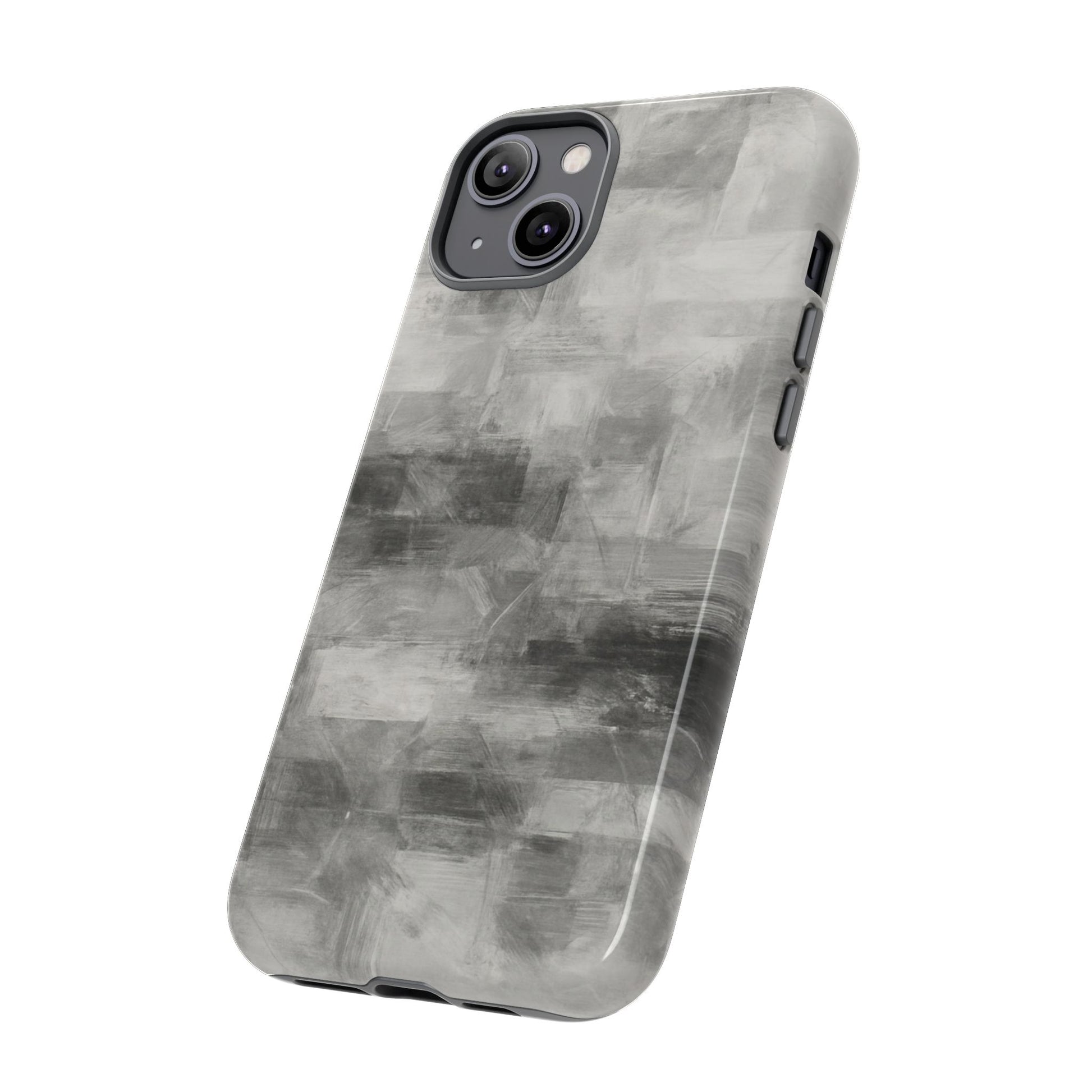 Abstract gray grid phone case by Printify, tough protective cover for iPhone, featuring a modern geometric design.