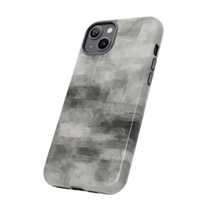 Abstract gray grid phone case by Printify, tough protective cover for iPhone, featuring a modern geometric design.