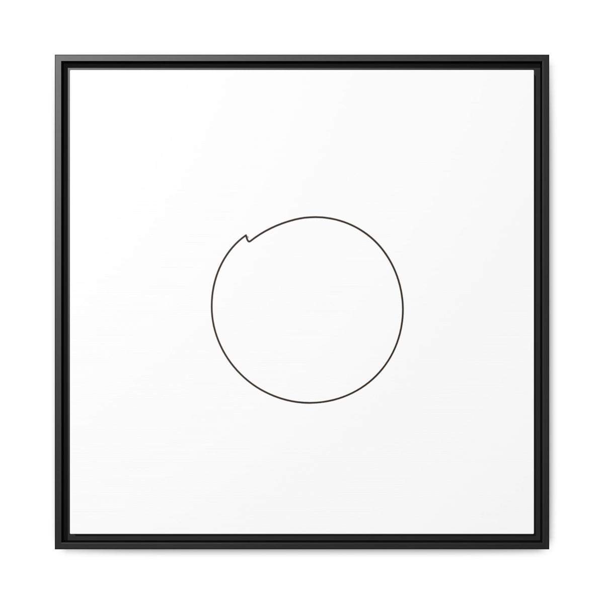 Framed matte canvas wall art featuring a minimal circular line design, by Printify, perfect for modern home decor.