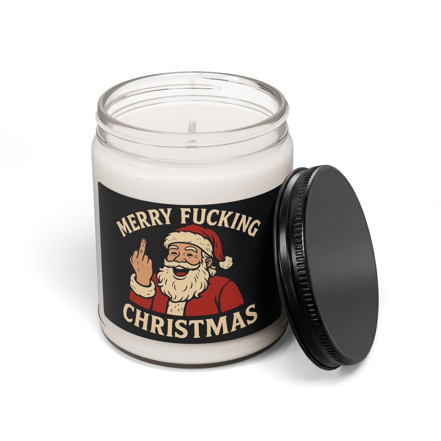 Merry Fucking Christmas Soy Candle — 9oz Scented Holiday Candle with Cheeky Santa Label