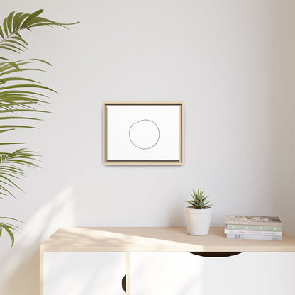 Framed matte canvas wall art featuring a minimal circular line design, showcasing modern abstract art by Printify.