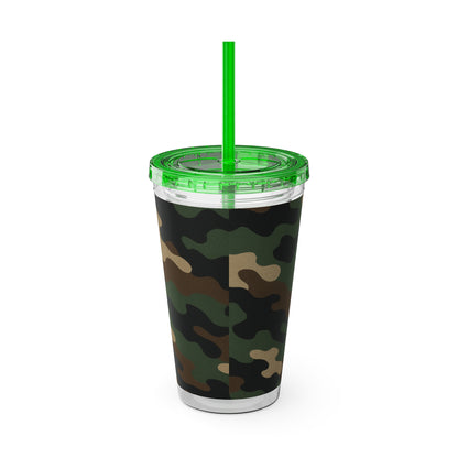 Stylish Camo Tumbler, 16oz Cup with Straw, Perfect for Outdoor Adventures, Gifts for Him, Travel Mug, Eco-friendly Drinkware, Camping - TRV