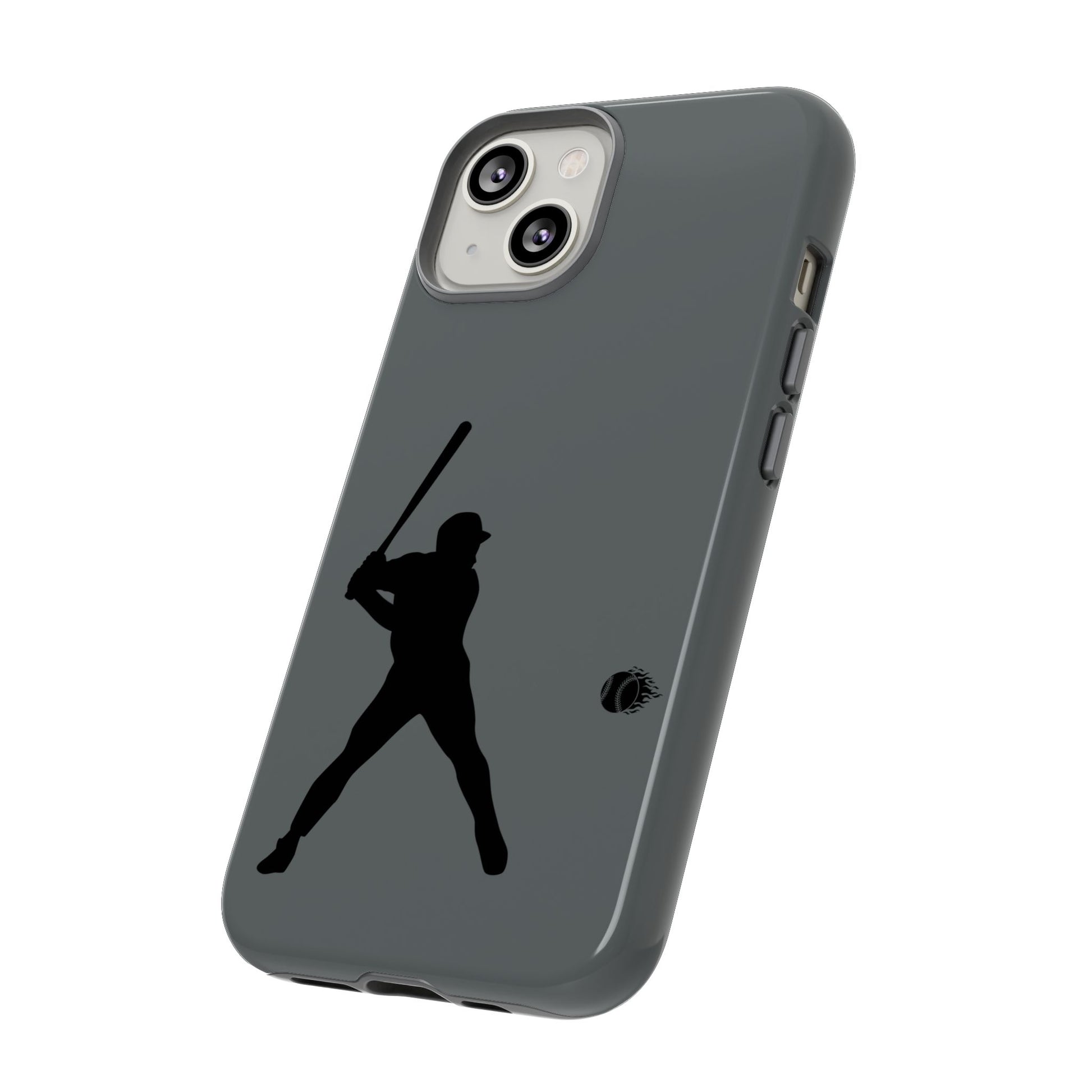 Black baseball silhouette tough phone case for iPhone, sporty protective design by Printify featuring a durable, rugged style.