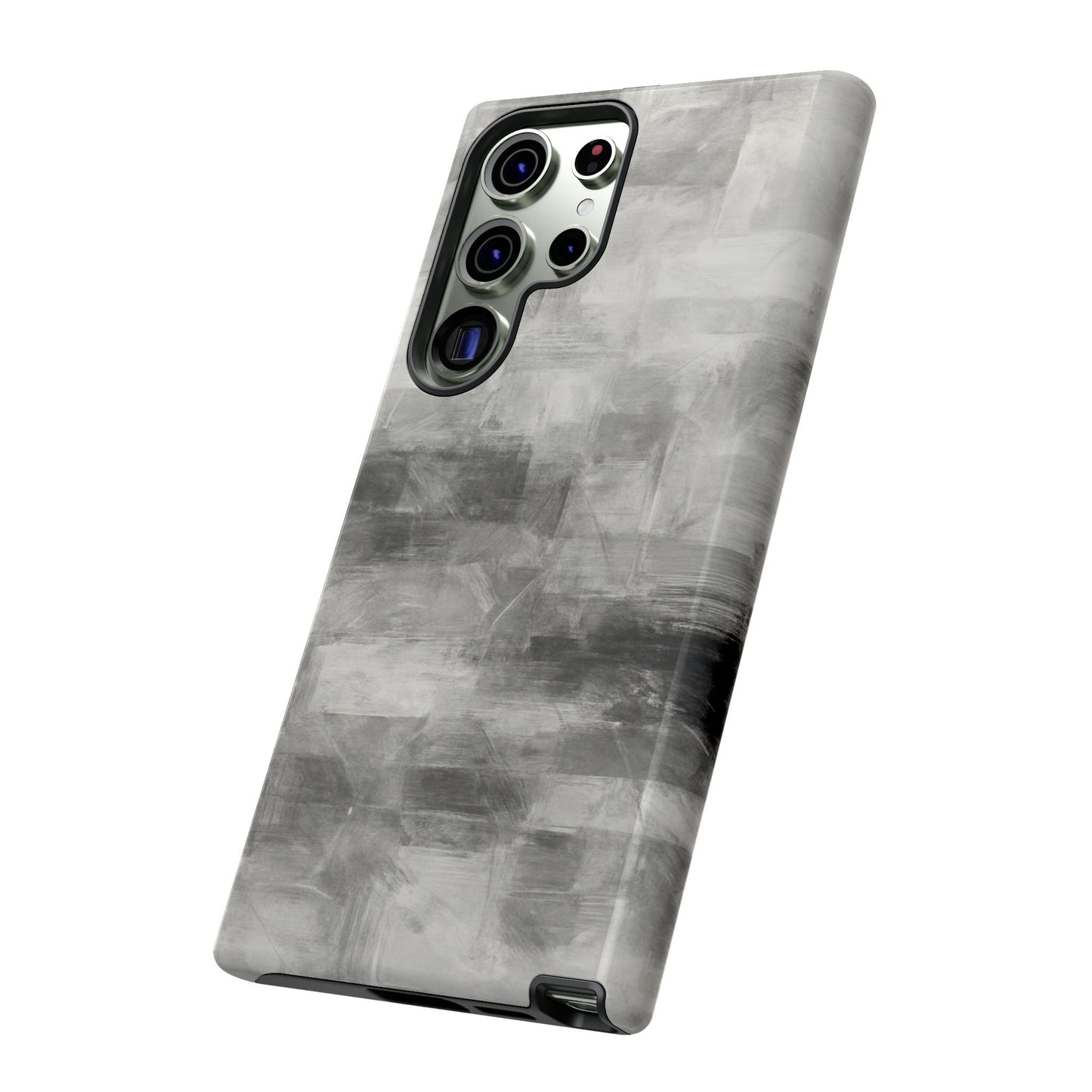 Abstract gray grid phone case for iPhone, tough protective cover with modern geometric design, by Printify.