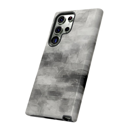 Abstract gray grid phone case for iPhone, tough protective cover with modern geometric design, by Printify.