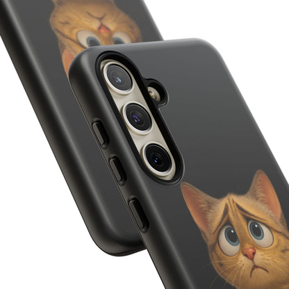 Cute sad kitty print phone case for iPhone by Printify, featuring a protective design with a sad cat illustration.