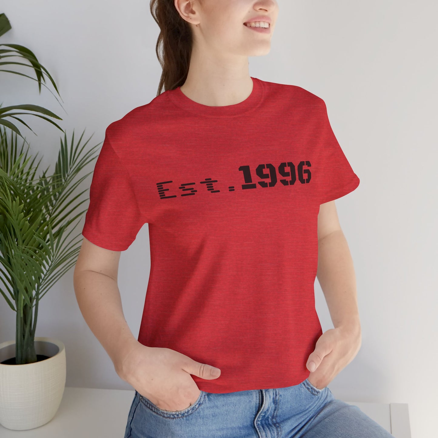 Vintage Est. 1996 T-shirt by Printify featuring a classic design, perfect for birthday gift celebrating a birth year.