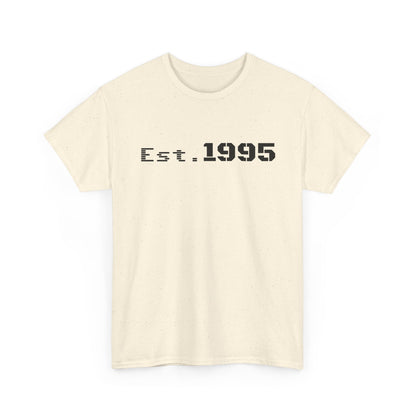 Vintage minimalist Est. 1995 T-shirt by Printify featuring a birthday design on a classic casual tee.