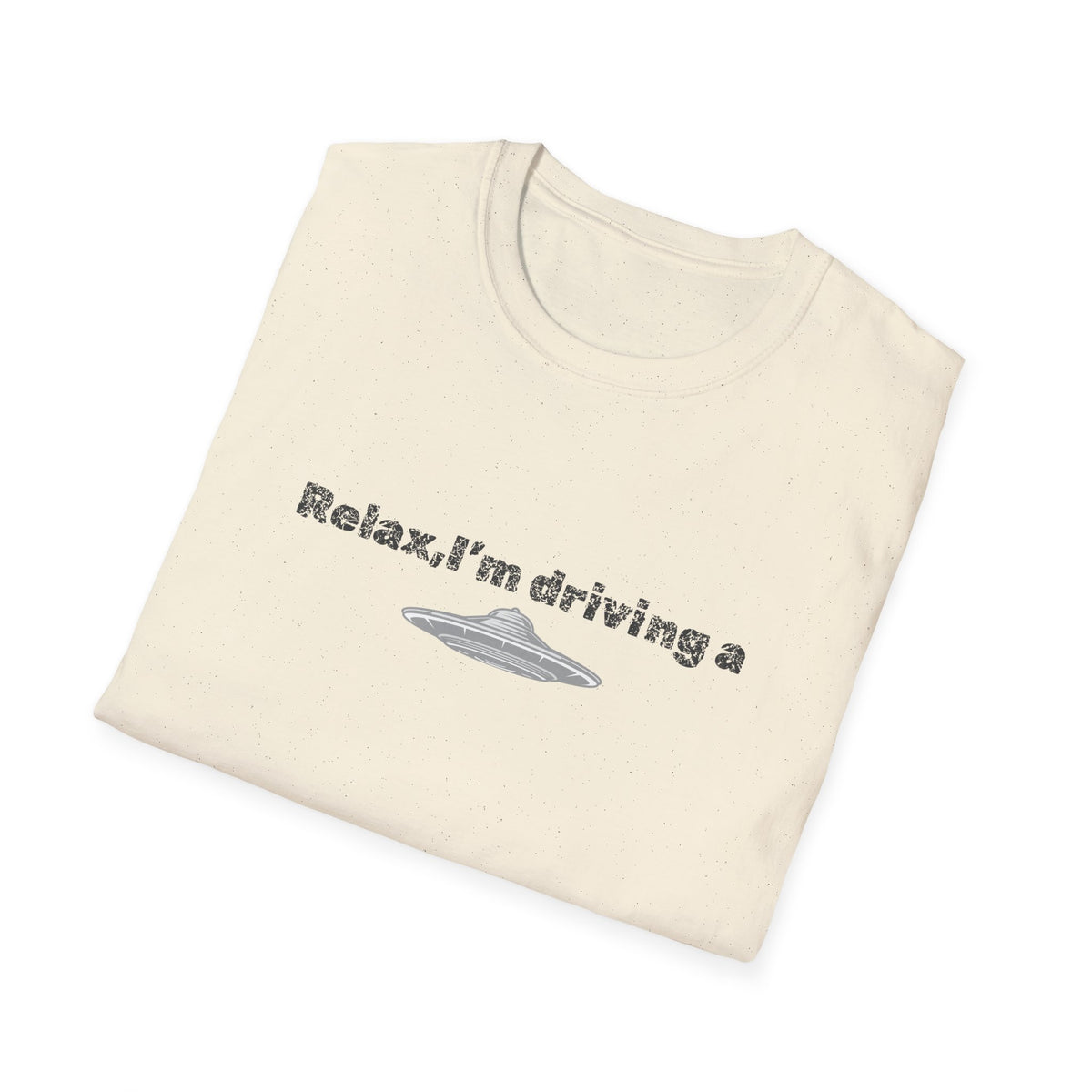 Black UFO T-Shirt with humorous alien graphic print, sci-fi themed casual tee by Printify, perfect for alien and space enthusiasts.
