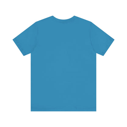 Romania flag T-shirt by Printify featuring a minimal waving tricolor design, made of soft fabric, displayed on a plain background.