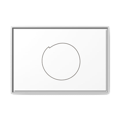 Framed matte canvas wall art featuring a minimal circular line design, showcasing modern abstract artwork by Printify.